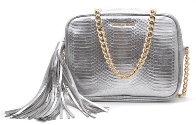 NEW Victoria's Secret Purse Crossbody Top Zip Bag White Gold 8.5 x2 x5.5